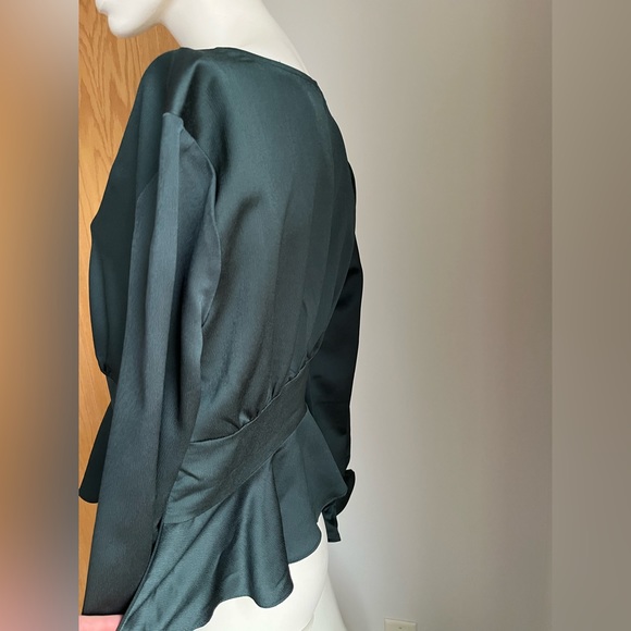 Express Dark Green Long Sleeve Blouse - Picture 4 of 4